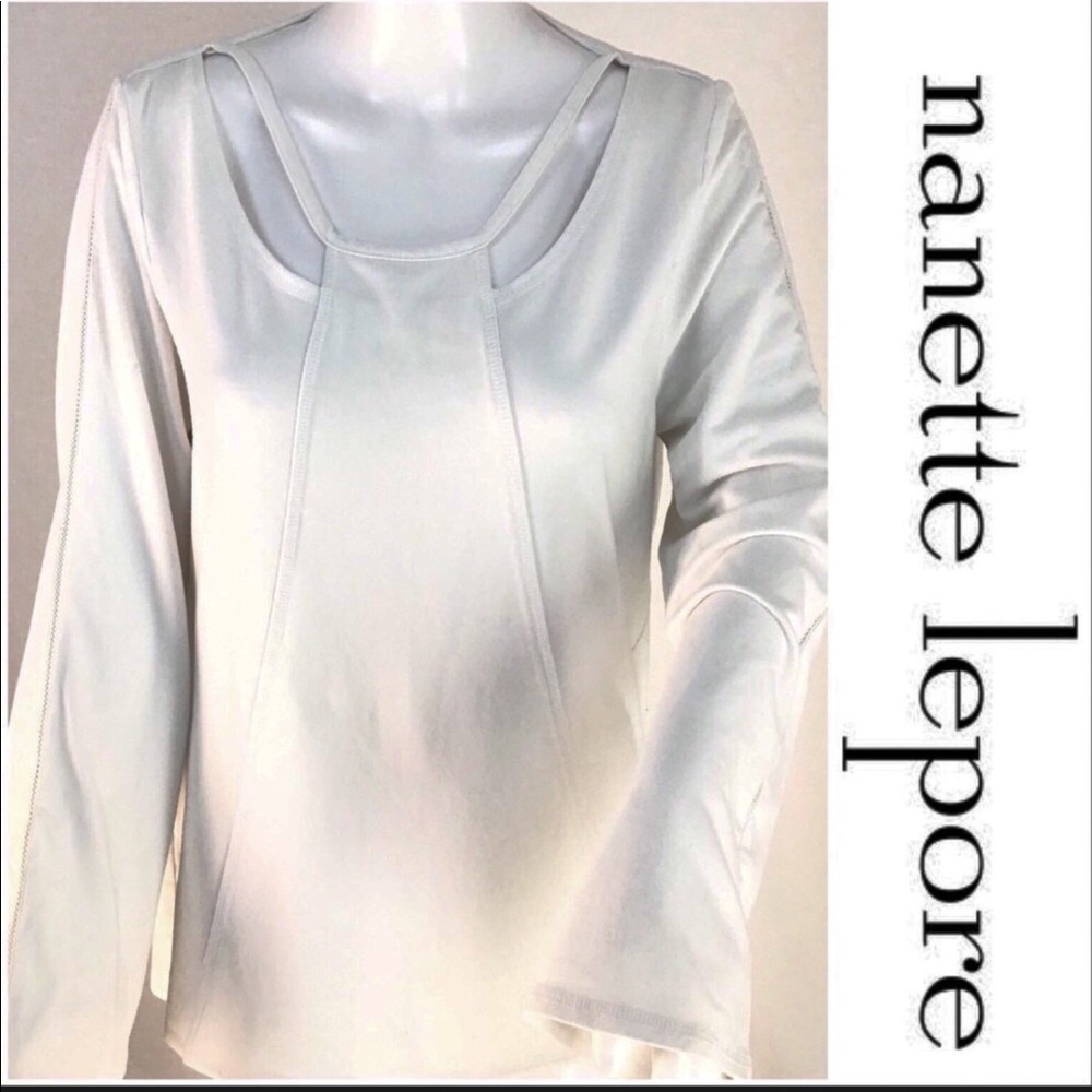 Nanette Lepore White Long Sleeve Cutout Top
